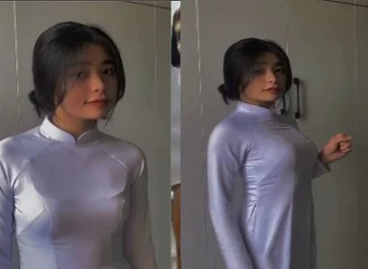 Em áo dài mông tròn phê không tả